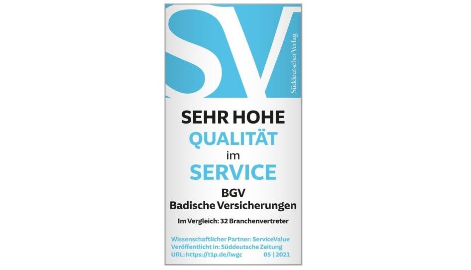 Siegel Sehr Hohe Qualität im Service | BGV